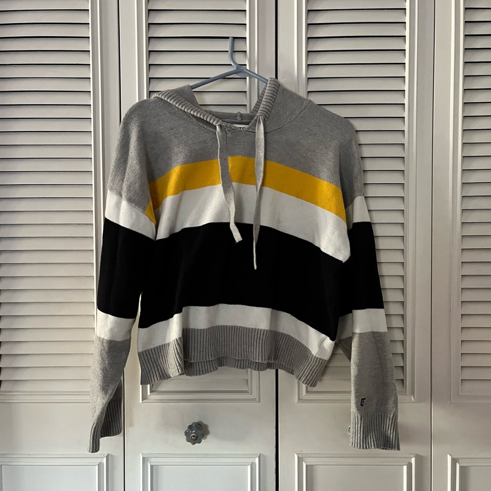 Tretorn Cropped Hoodie - Gray, Black, Yellow